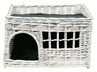 विभिन्न आकारों/पालतू बिस्तरों में डबल -परत सफेद विलो बिल्ली बिस्तर