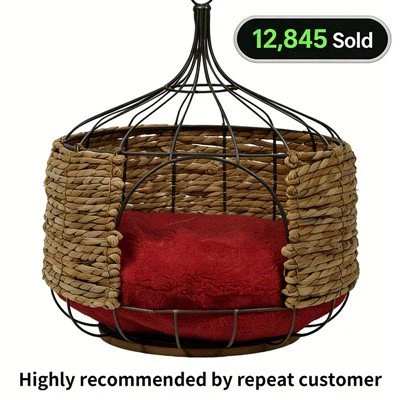 उच्च गुणवत्ता वाले प्राकृतिक कैटेल {{1} बुने हुए पक्षी पिंजरा {{2} आकार की बिल्ली गुफा/पालतू बिस्तर